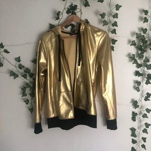 gold zip up hoodie